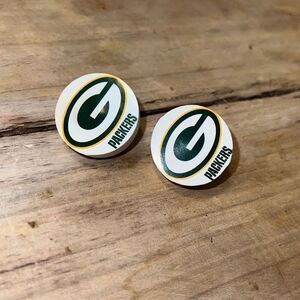 Vintage Green Bay Packers Oversized G Clip Earrings Sports Football Tailgating